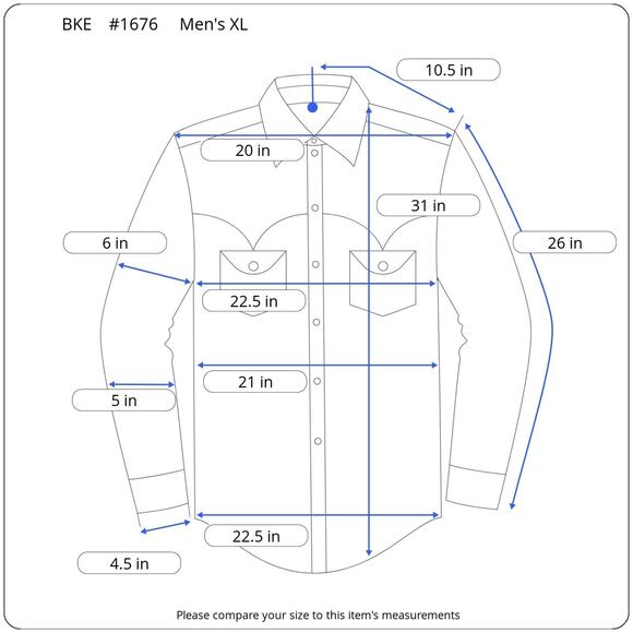 BKE Western Shirt Mens XL Tailored Fit Red Gray Plaid Contrast Stitch Pearl Snap - Picture 11 of 11